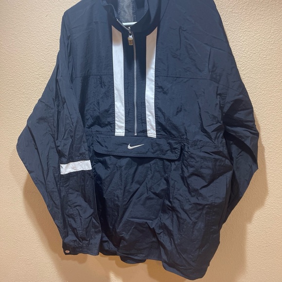 Vtg 90s Nike Center Swoosh Windbreaker Jacket 1/4 Zip Pullover Black Sz XL - Picture 4 of 10